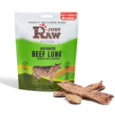 Dehydrated beef lung treat for dogs from Just Raw Pet Food, showing dried, natural beef lung slices on a neutral background.